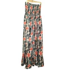 NWT Laleela Tropical Print strapless Maxi Dress -F11